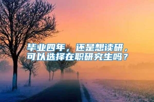 毕业四年，还是想读研，可以选择在职研究生吗？