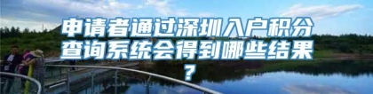 申请者通过深圳入户积分查询系统会得到哪些结果？