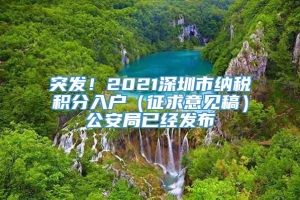 突发！2021深圳市纳税积分入户（征求意见稿）公安局已经发布