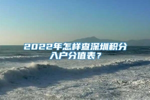 2022年怎样查深圳积分入户分值表？