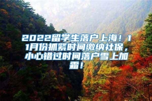 2022留学生落户上海！11月份抓紧时间缴纳社保，小心错过时间落户雪上加霜！