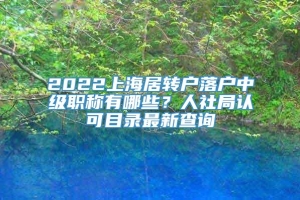 2022上海居转户落户中级职称有哪些？人社局认可目录最新查询