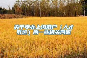 关于申办上海落户（人才引进）的一些相关问题