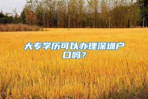 大专学历可以办理深圳户口吗？