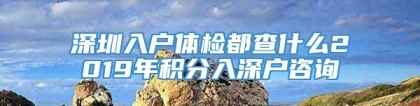 深圳入户体检都查什么2019年积分入深户咨询