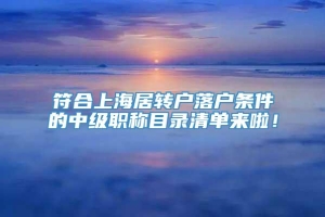 符合上海居转户落户条件的中级职称目录清单来啦！