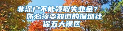 非深户不能领取失业金？  你必须要知道的深圳社保五大误区