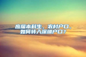 应届本科生，农村户口，如何转入深圳户口？