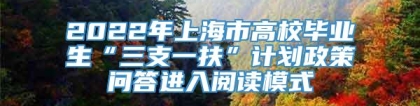 2022年上海市高校毕业生“三支一扶”计划政策问答进入阅读模式