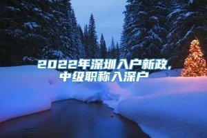 2022年深圳入户新政,中级职称入深户