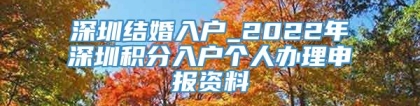 深圳结婚入户_2022年深圳积分入户个人办理申报资料