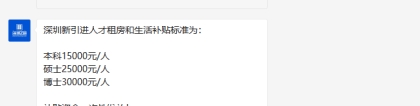 深圳市新引进人才租房和生活补贴咨询电话一览