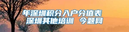 年深圳积分入户分值表 深圳其他培训 今题网