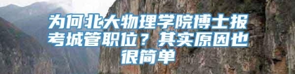 为何北大物理学院博士报考城管职位？其实原因也很简单