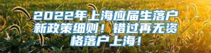 2022年上海应届生落户新政策细则！错过再无资格落户上海！