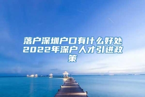 落户深圳户口有什么好处2022年深户人才引进政策