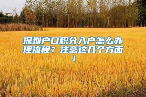 深圳户口积分入户怎么办理流程？注意这几个方面！