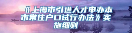 《上海市引进人才申办本市常住户口试行办法》实施细则