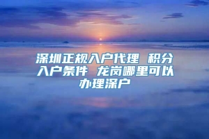 深圳正规入户代理 积分入户条件 龙岗哪里可以办理深户