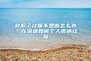 辞职了社保不想断怎么办？在深圳如何个人缴纳社保