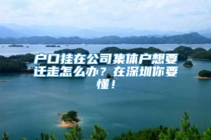 户口挂在公司集体户想要迁走怎么办？在深圳你要懂！