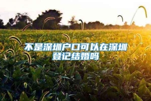 不是深圳户口可以在深圳登记结婚吗