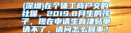 (深圳)在个体工商户交的社保，2019.8月生的孩子，现在申请生育津贴申请不了，请问怎么回事？