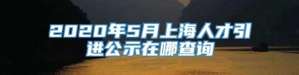 2020年5月上海人才引进公示在哪查询