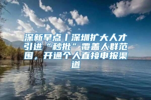 深新早点丨深圳扩大人才引进“秒批”覆盖人群范围，开通个人直接申报渠道