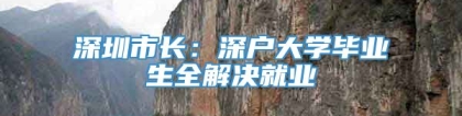 深圳市长：深户大学毕业生全解决就业