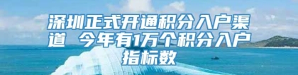 深圳正式开通积分入户渠道 今年有1万个积分入户指标数