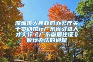 深圳市人民政府办公厅关于贯彻执行广东省引进人才实行《广东省居住证》暂行办法的通知