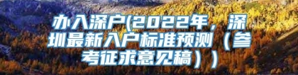 办入深户(2022年，深圳最新入户标准预测（参考征求意见稿）)