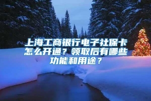 上海工商银行电子社保卡怎么开通？领取后有哪些功能和用途？