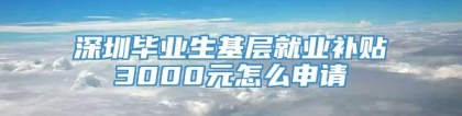 深圳毕业生基层就业补贴3000元怎么申请