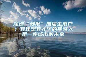 深圳“秒批”应届生落户：有理想有才华的年轻人是一座城市的未来