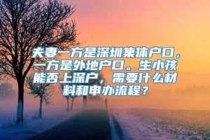 夫妻一方是深圳集体户口，一方是外地户口。生小孩能否上深户，需要什么材料和申办流程？