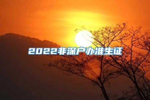 2022非深户办准生证