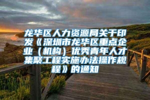 龙华区人力资源局关于印发《深圳市龙华区重点企业（机构）优秀青年人才集聚工程实施办法操作规程》的通知