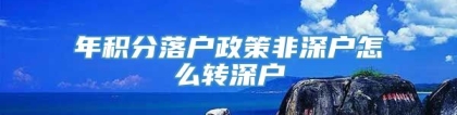 年积分落户政策非深户怎么转深户