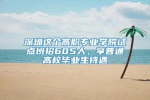 深圳这个高职专业学院试点班招605人，享普通高校毕业生待遇