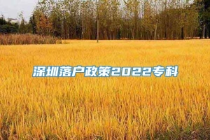 深圳落户政策2022专科