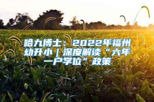 哈九博士：2022年福州幼升小｜深度解读“六年一户学位”政策