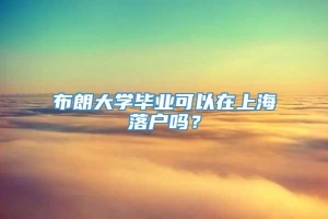 布朗大学毕业可以在上海落户吗？