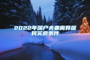 2022年深户夫妻离异居民买房条件