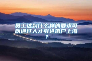 员工达到什么样的要求可以通过人才引进落户上海？