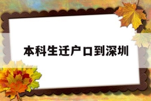 本科生迁户口到深圳(本科迁户口到深圳政策)