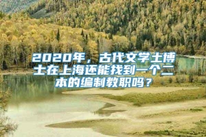 2020年，古代文学土博士在上海还能找到一个二本的编制教职吗？