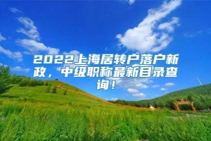 2022上海居转户落户新政，中级职称最新目录查询！