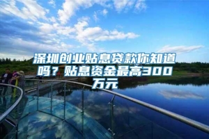 深圳创业贴息贷款你知道吗？贴息资金最高300万元